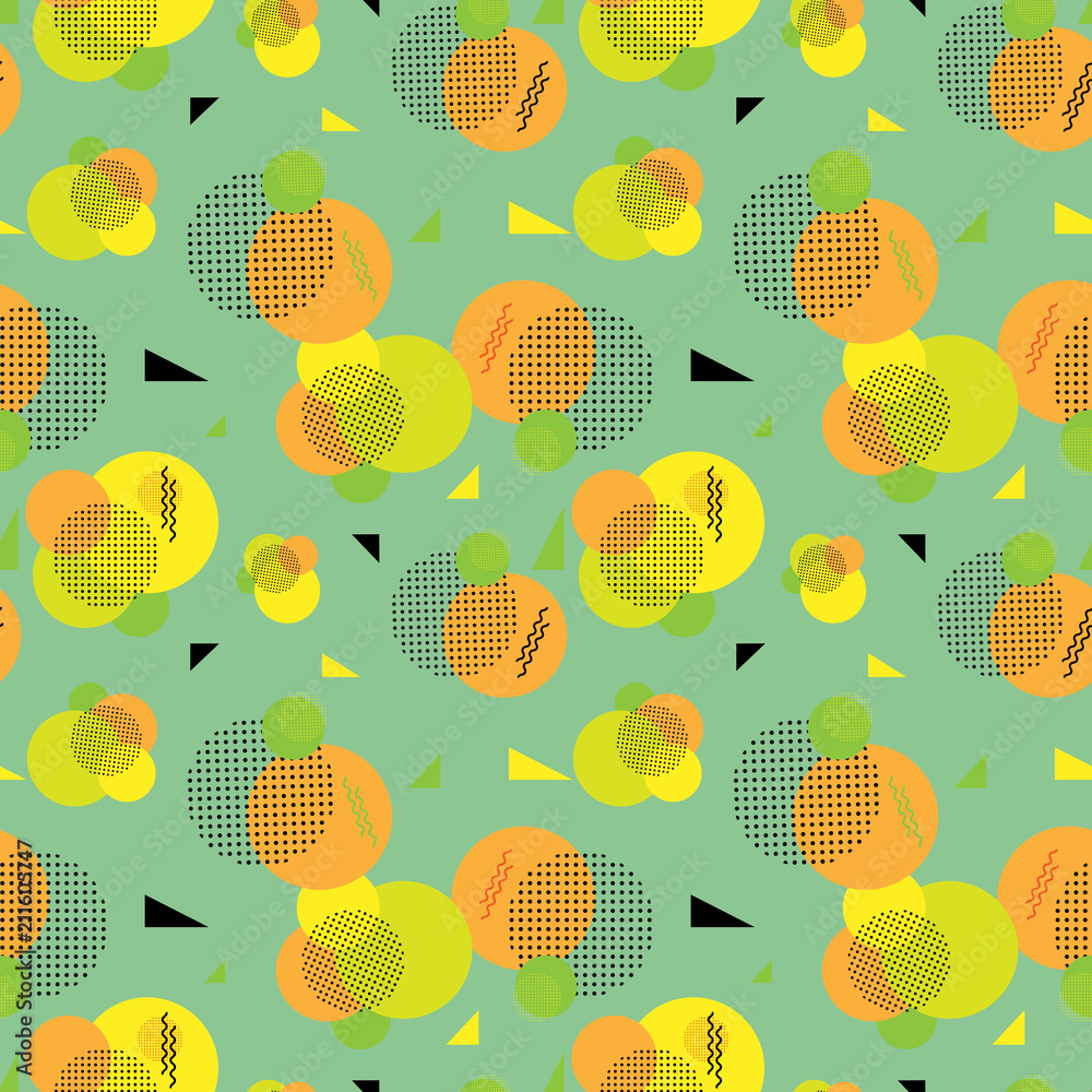 Abstract seamless background of color circles, dots and zigzags Abstract seamless background of color circles, dots and zigzags