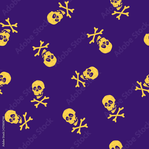 vector seamless pattern for Halloween, scrapbooking paper with skulls