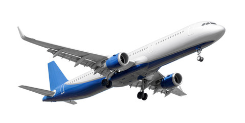 Passenger aircraft isolated on white background with clipping path