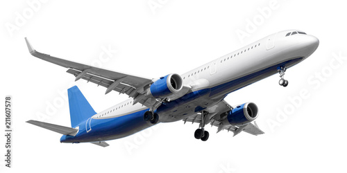 Passenger aircraft isolated on white background with clipping path