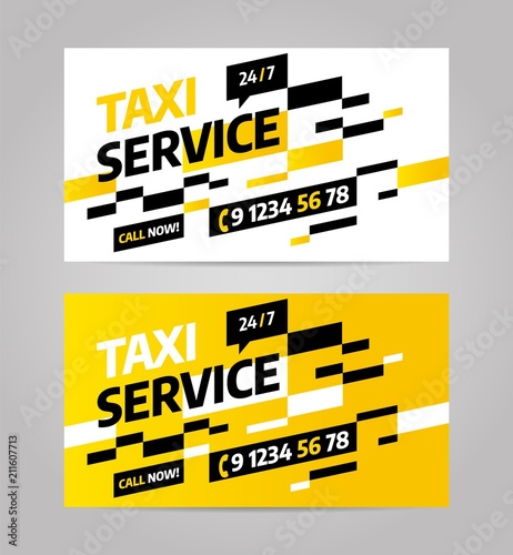 Taxi business or visiting card. Vector layout design template for taxi service.