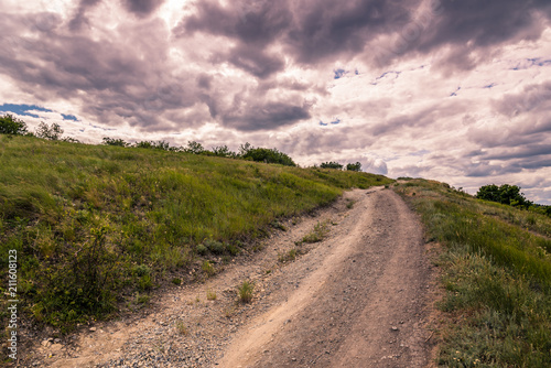 Idyllic rural landscape - path in the high hills