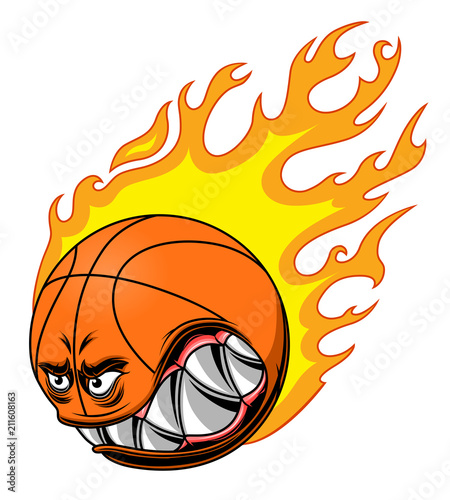 Burning basketball ball
