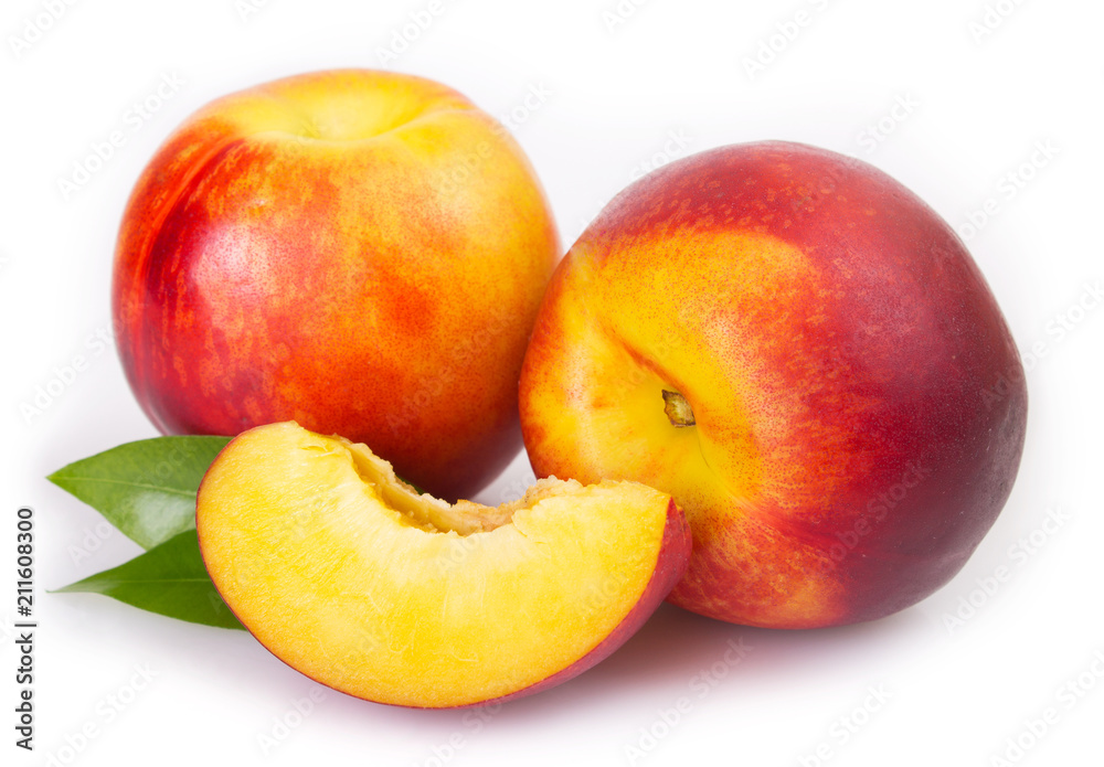 Fresh peaches on white background Fresh peaches on white background