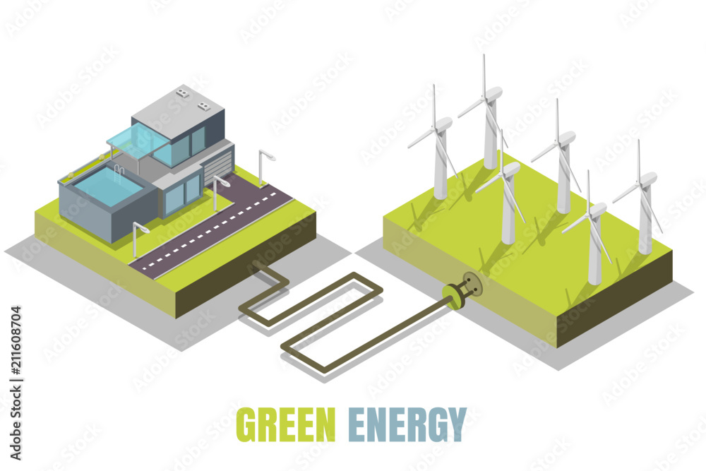 Obraz premium Green energy concept vector isometric illustration