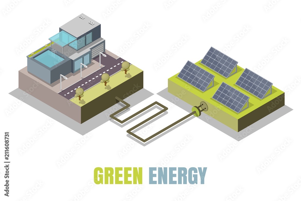 Green energy concept vector isometric illustration