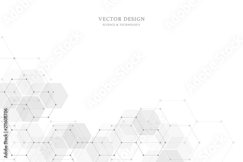Vector medical background from hexagons. Geometric elements of design for modern communications, medicine, science and digital technology. Hexagon pattern background.