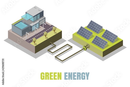 Green energy concept vector isometric illustration
