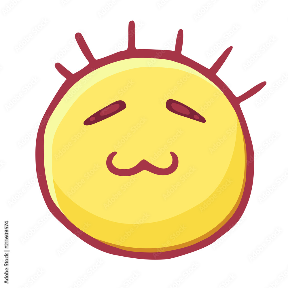 Colored emoticons icon, smiley with closed eyes and cat s mouth, cunning emoji Colored emoticons icon, smiley with closed eyes and cat s mouth, cunning emoji