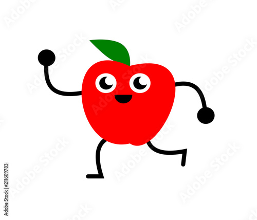 A funny illustration of an apple dancing