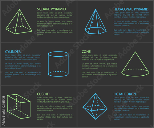 Square Pyramid and Cylinder Vector Illustration