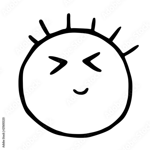 Line emoticons icon, smiley eyes screwed up, smiling, embarrassment emoji