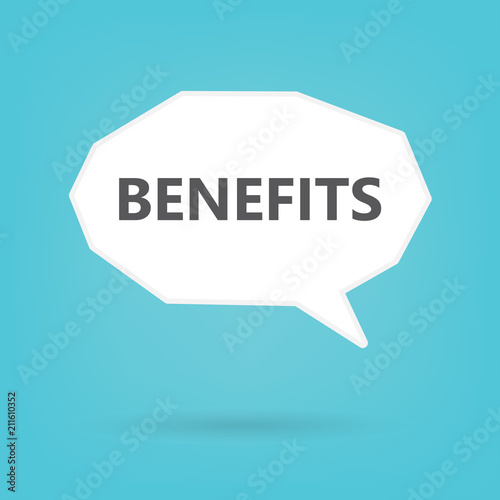 benefits word on speech bubble- vector illustration