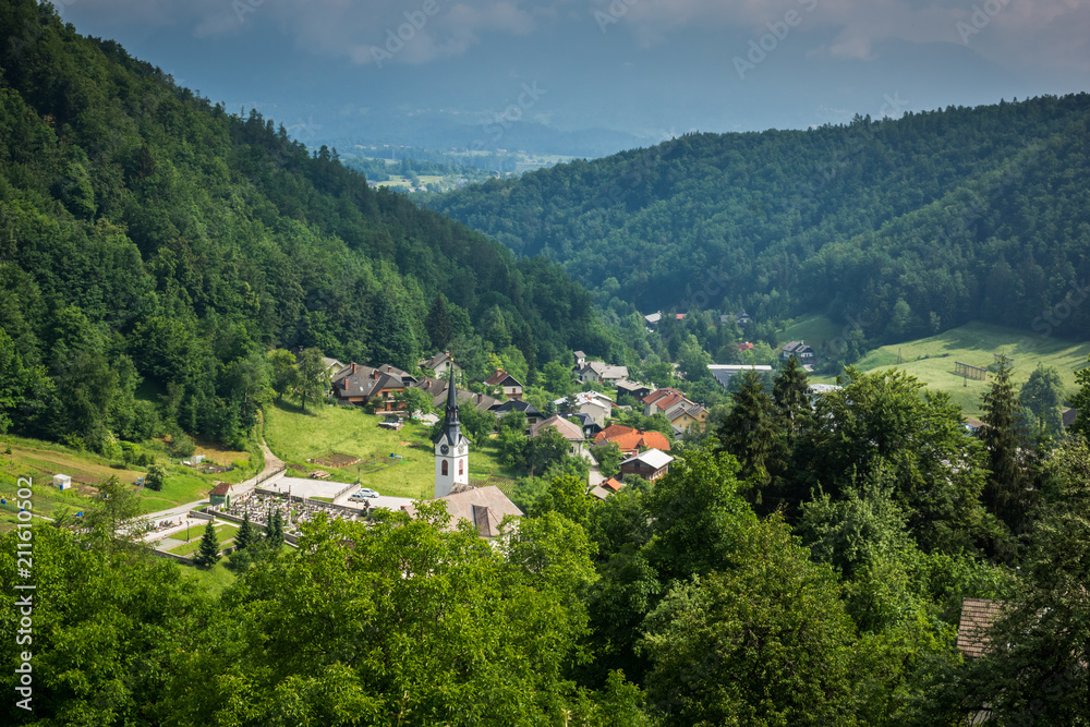 View on the Kropa city, Radovljica, Slovenia