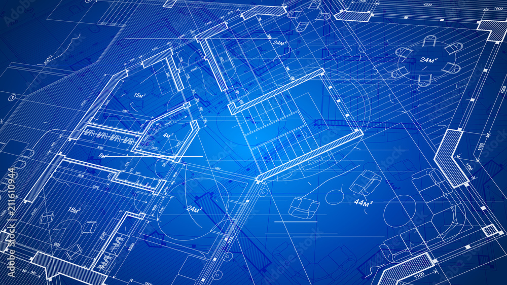vector architectural plan - abstract architectural blueprint of a ...