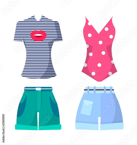 Clothes Set Summer Mode Poster Vector Illustration