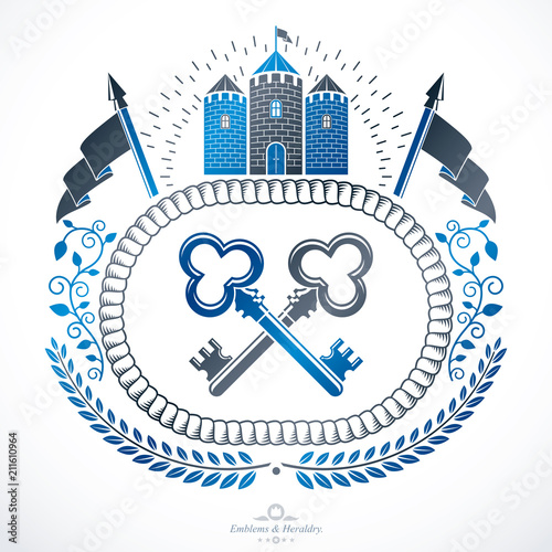 Luxury heraldic vector emblem template. Vector blazon.