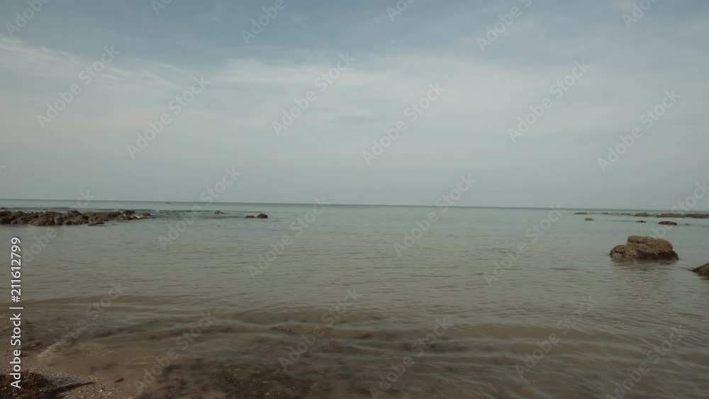 Deserted beach and several ships on the horizon. Deserted beach and several ships on the horizon.