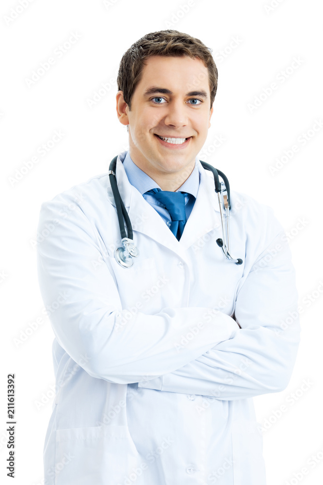 Portrait of happy smiling doctor, isolated on white background Portrait of happy smiling doctor, isolated on white background