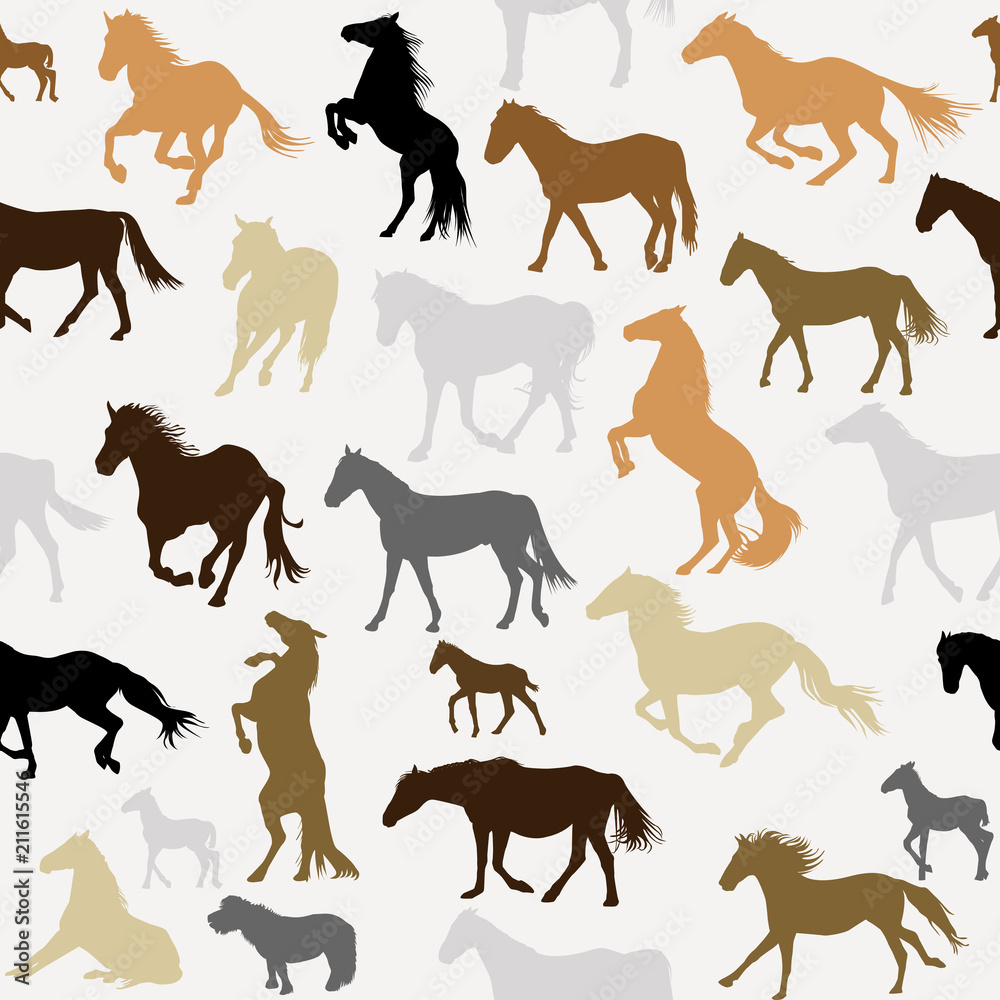 Seamless background with horse silhouettes Stock Vector | Adobe Stock