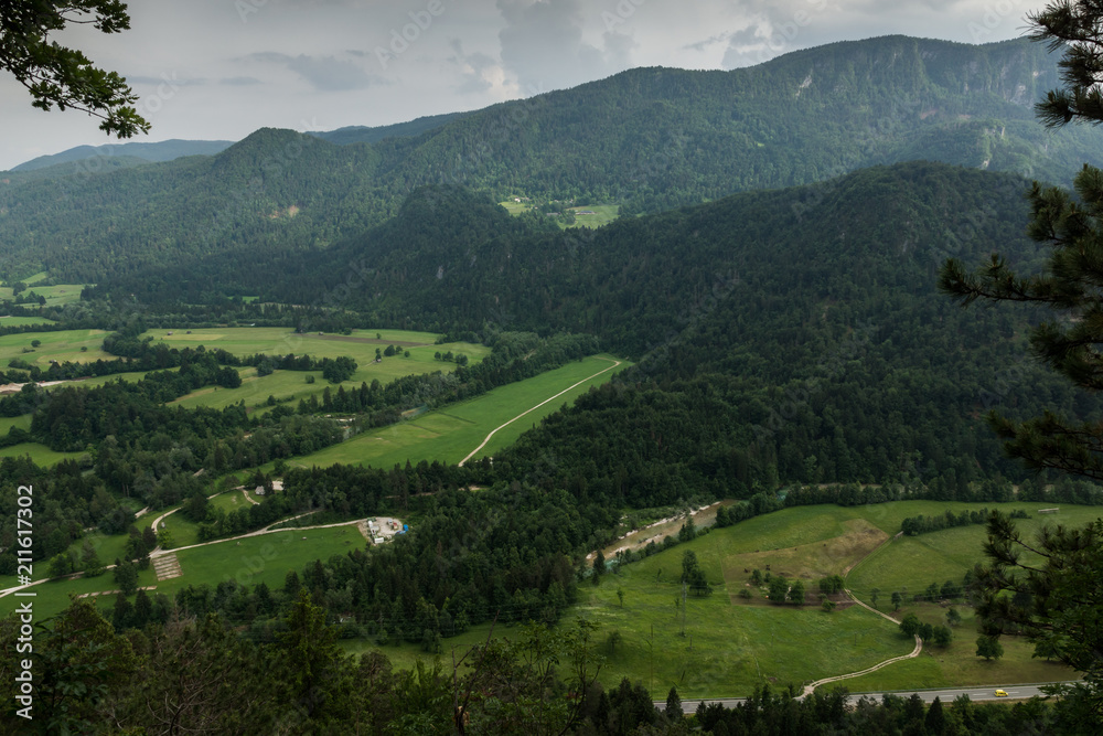 View from the top of Mala Osojnica to Alps, Slovenia