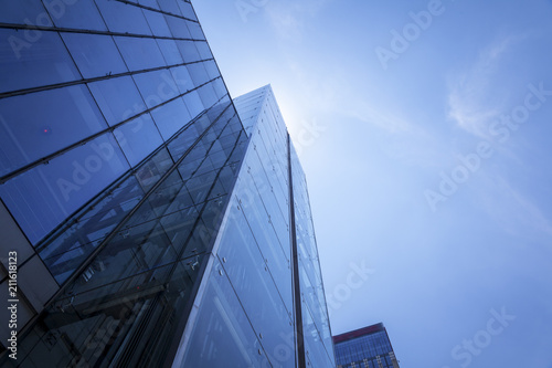 Architectural glass exterior.Shanghai  China  Architectural Glass Exterior  Blue Color