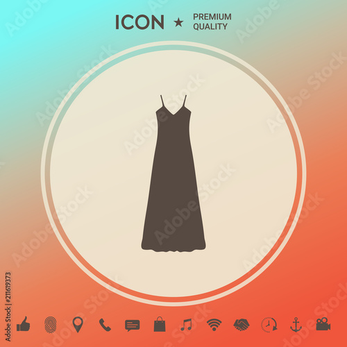 Long Dress, Evening dress, combination or nightie , the silhouette. Menu item in the web design