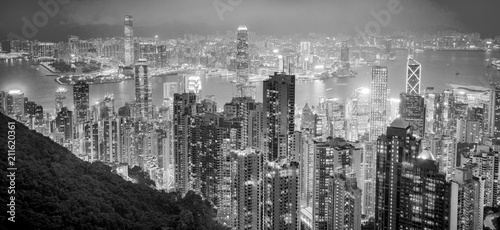 Hongkong from the peak view at night in old tone © RomixImage