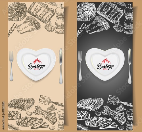 Barbecue flyer vector design templates
