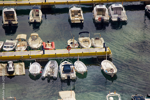 Yacht club with large number of boats, yachts, sailboat photo