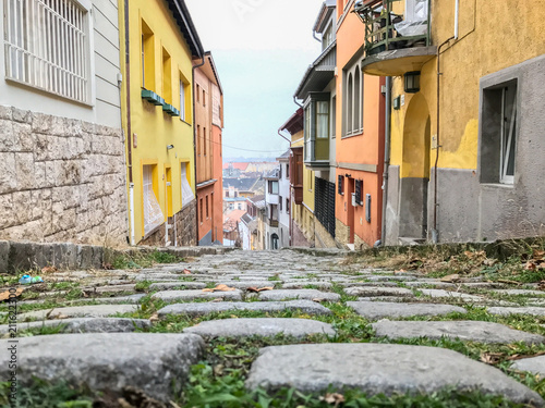Canvas Print Cobblestone street in Budapest, Hungary