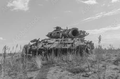 military tank, artillery, tracked, in the field