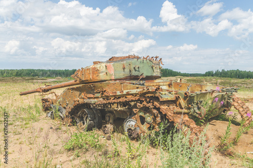 military tank, artillery, tracked, in the field