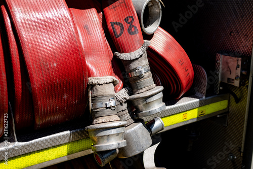 Close up of fire hoses