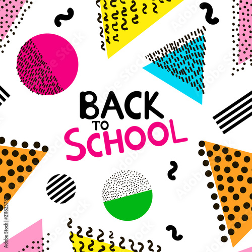 Back to school background with colorful geometric figures.