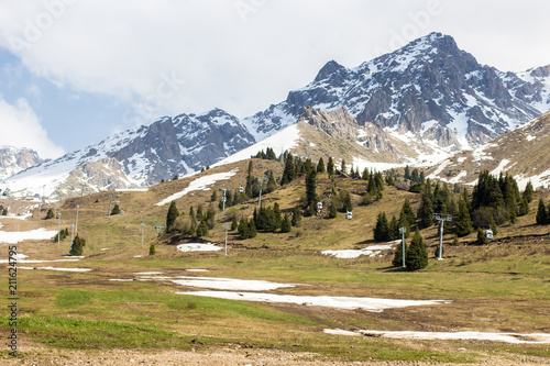 Mountains of the Zailiysky Alatau in summer near Almaty, Kazakhstan
