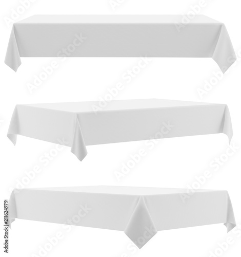 blank rectangular tablecloth isolated on white background