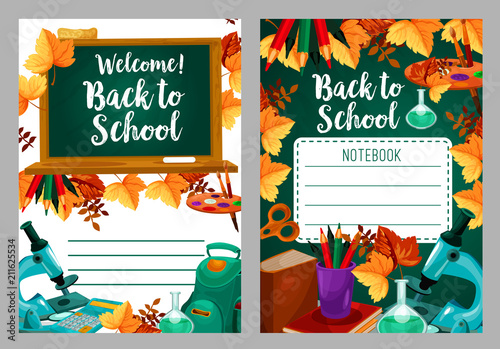 Back to School vector stationery copybook cover