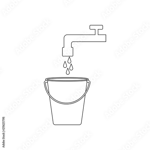 Bucket and water tap illustration