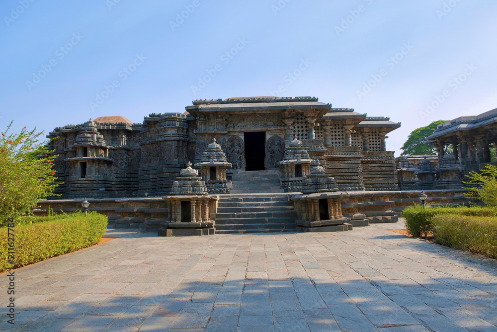 View of South entrance to Hoysaleshvara Temple, Halebid, Karnataka