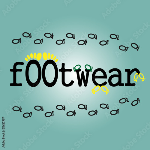 Logo of the shoes shop. Footprints and an inscription.