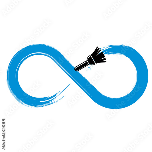 Eternity vector hand-drawn symbol isolated, grayscale limitless sign drawn with paintbrush. Blue smudge infinity illustration made with brushstrokes.
