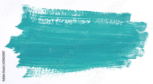 Turquoise brush stroke isolated over white background © Krakenimages.com