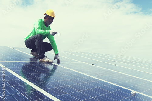 Wallpaper Mural engineer team working on replacement solar panel in solar power plant;engineer and electrician team swapping and install solar panel after solar panel voltage drop Torontodigital.ca