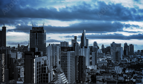 Photography nearly night blue cityscape background