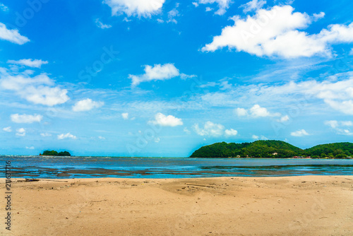 Beautiful Tropical Beach blue ocean background Summer view Sunshine at Sand and Sea Asia Beach Thailand Destinations 