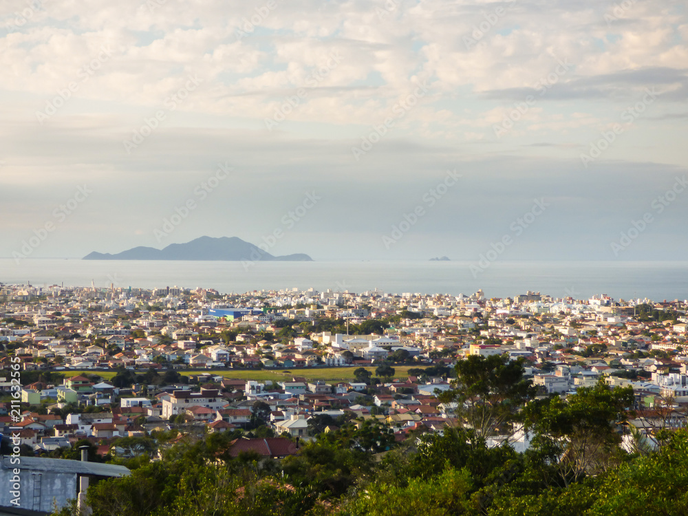 Florianopolis, Brazil - Circa May 2018: A view from above of Ingleses neighborhood, popular tourist destination in the summer