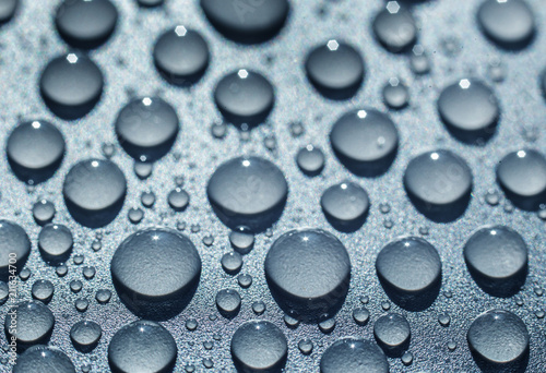 Water drops on glass surface. Close-up.