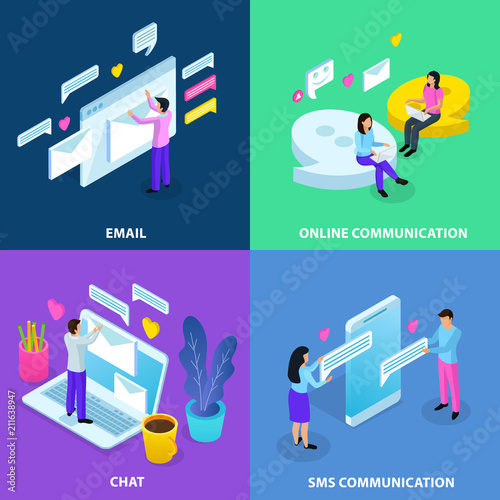 Virtual Communication Isometric Concept 