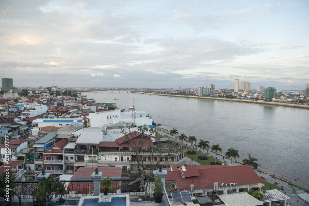 CAMBODIA PHNOM PENH TONLE SAP RIVER CITY
